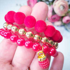 Pulseira para Bebê de Pérolas vermelhas